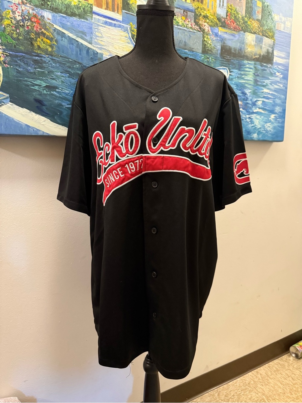 Ecko Unlimited Black and Red Baseball-Style Jersey